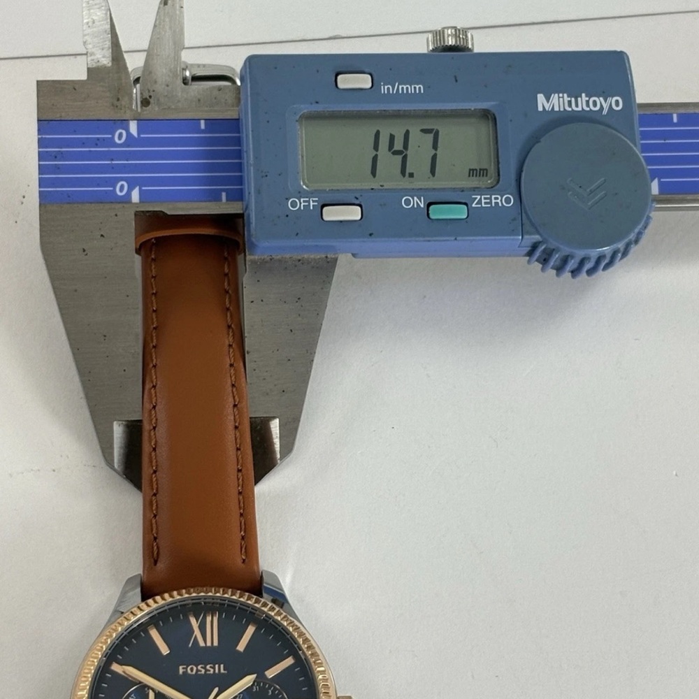 FOSSIL RYE MULTIFUNCTION Watch Blue Dial Leather Band Women's BQ3765 - Picture 7 of 16
